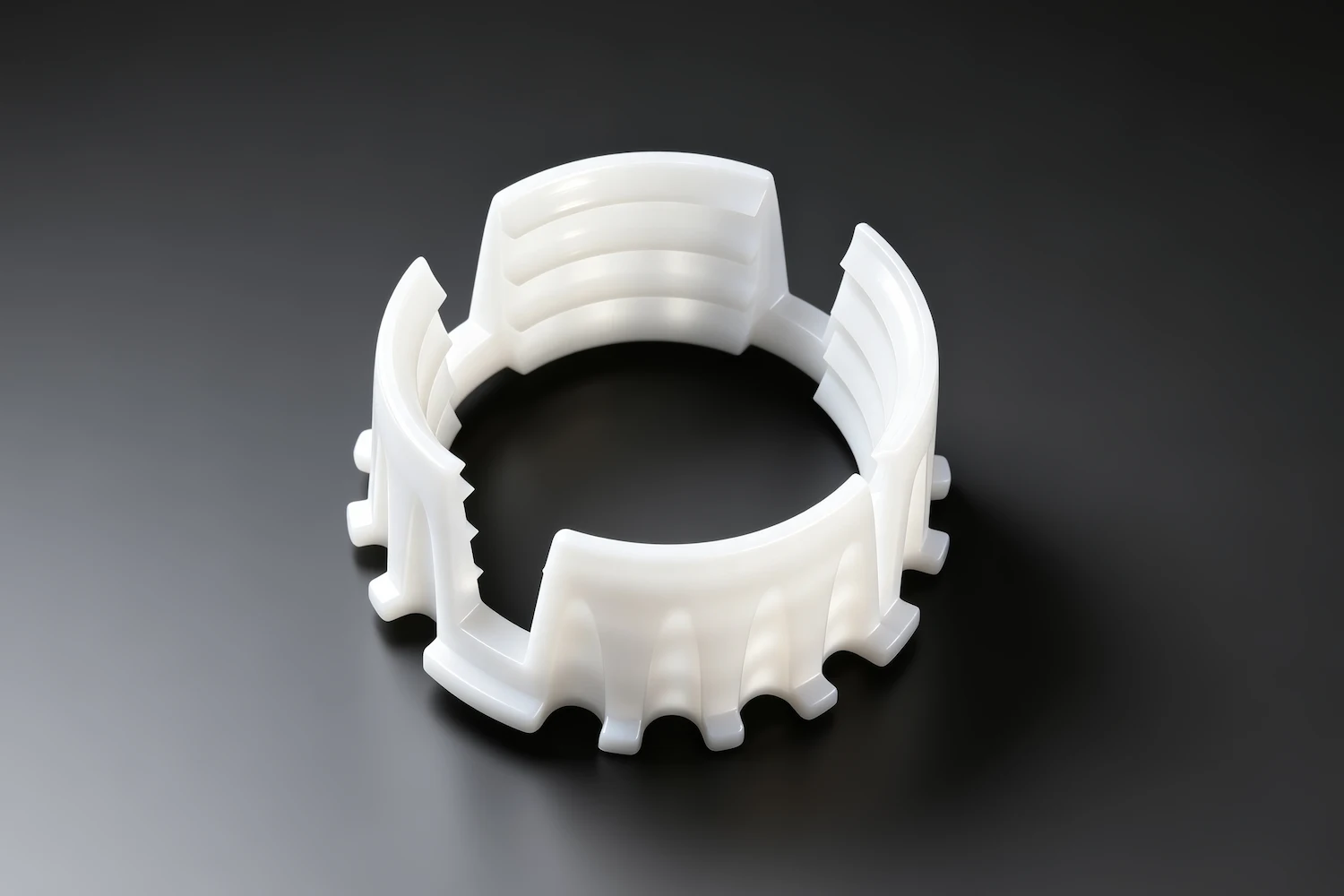 pp-compression-fitting-claw-locking-ring-design 6 PP compression fitting claw locking ring design with four-claw grip structure for enhanced pipe retention